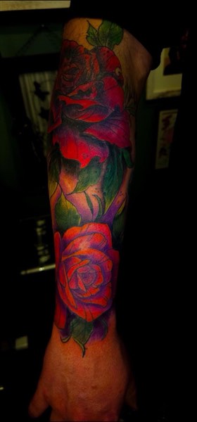 Neon Red & Violet Rose Sleeve