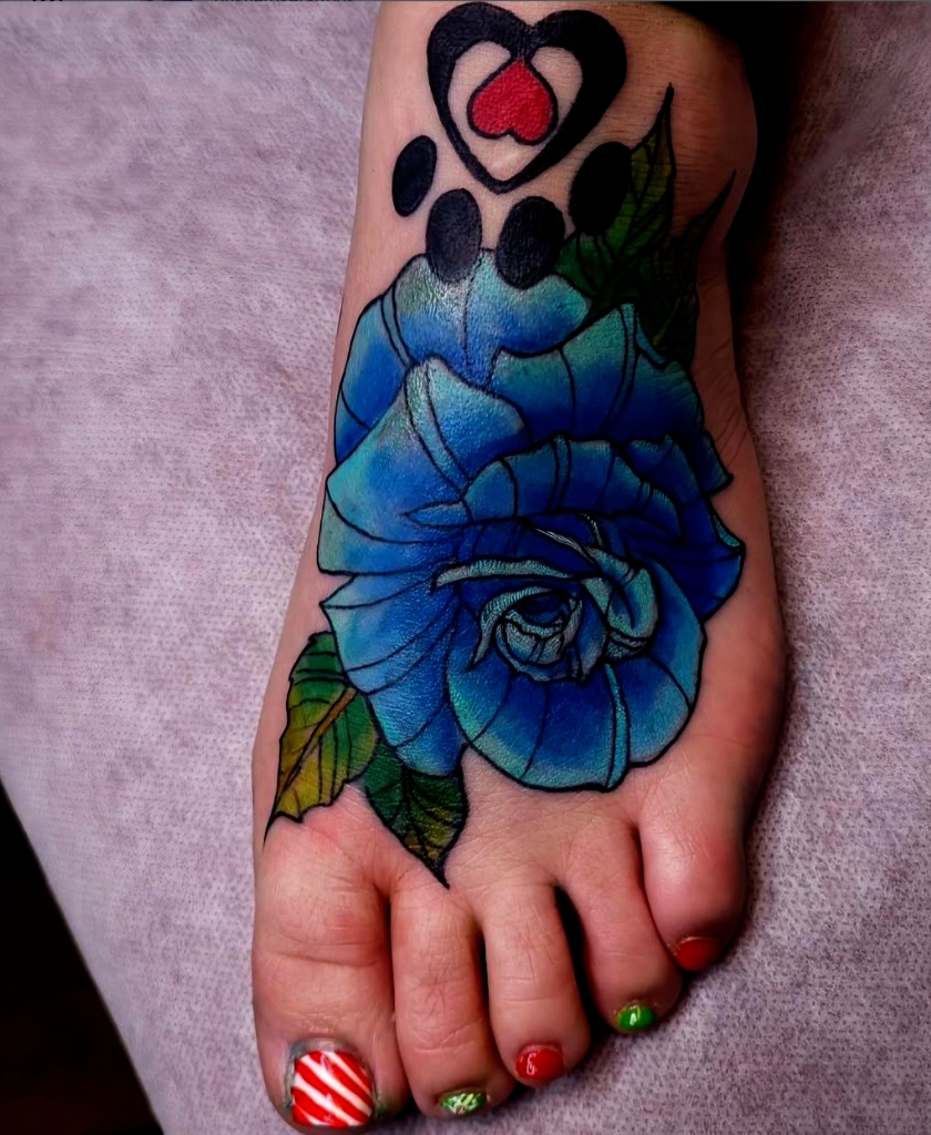 Royal Blue Rose & Heart Paw Print