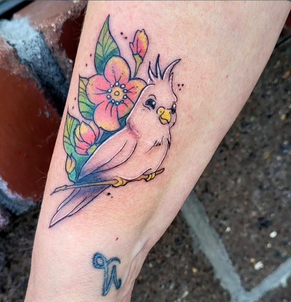 Pastel Cockatiel & Tropical Blossom