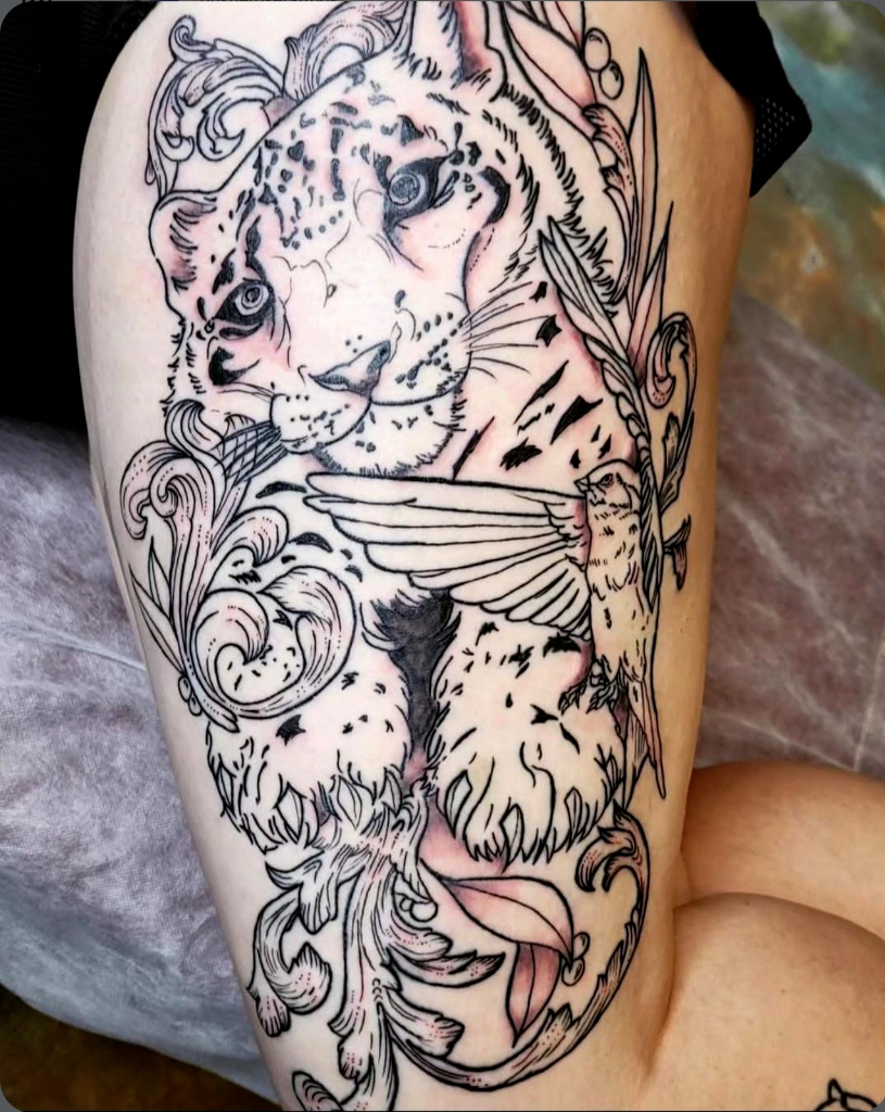 Snow Leopard & Songbird Linework